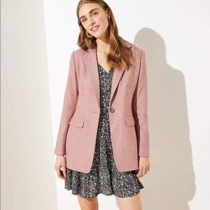 LOFT  Blush Herringbone Longline Blazer Sz 12 New‎
